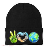 Peace Love Recycle Earth Celebrate Earth Day Everyday Beanie thumb 0
