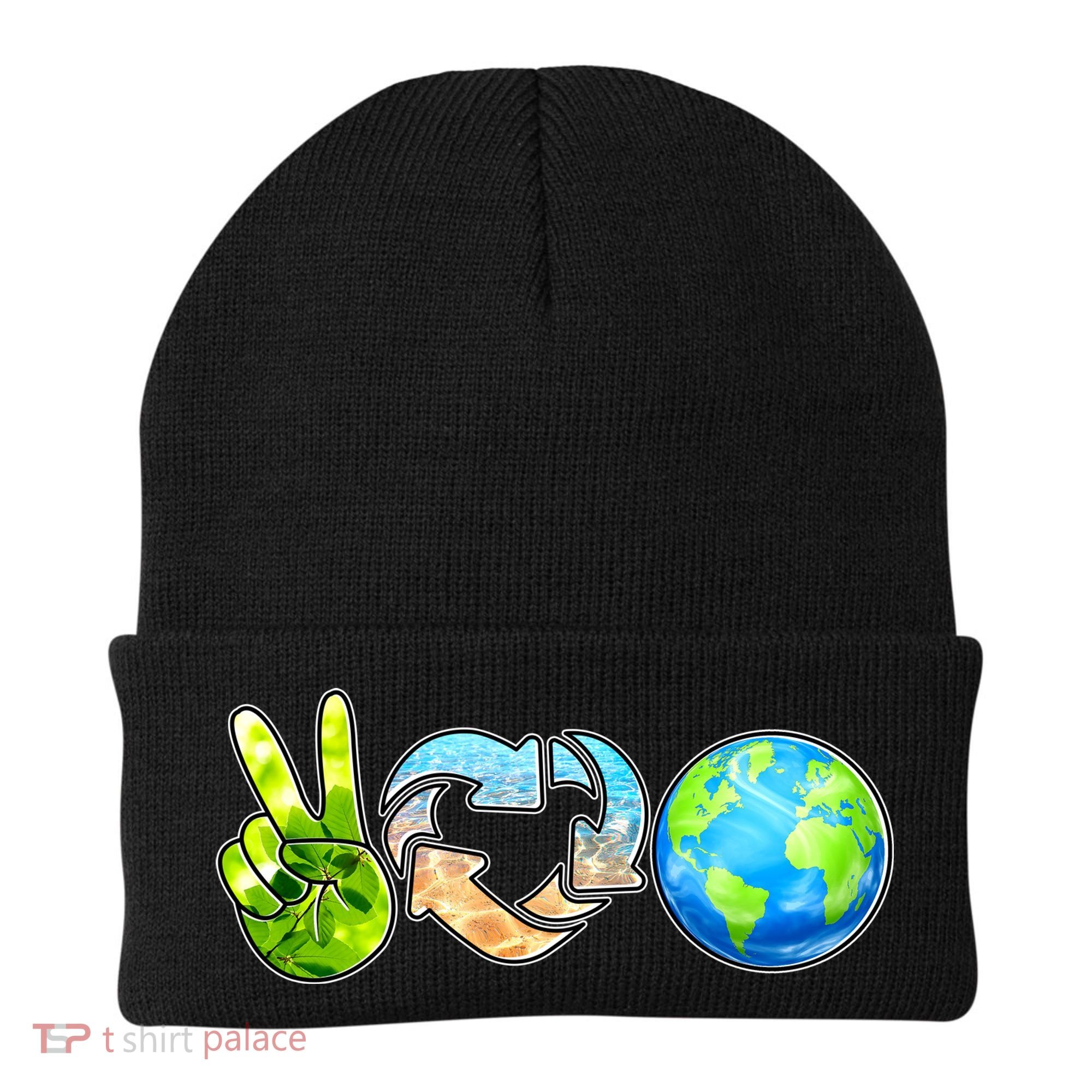 Peace Love Recycle Earth Celebrate Earth Day Everyday Beanie