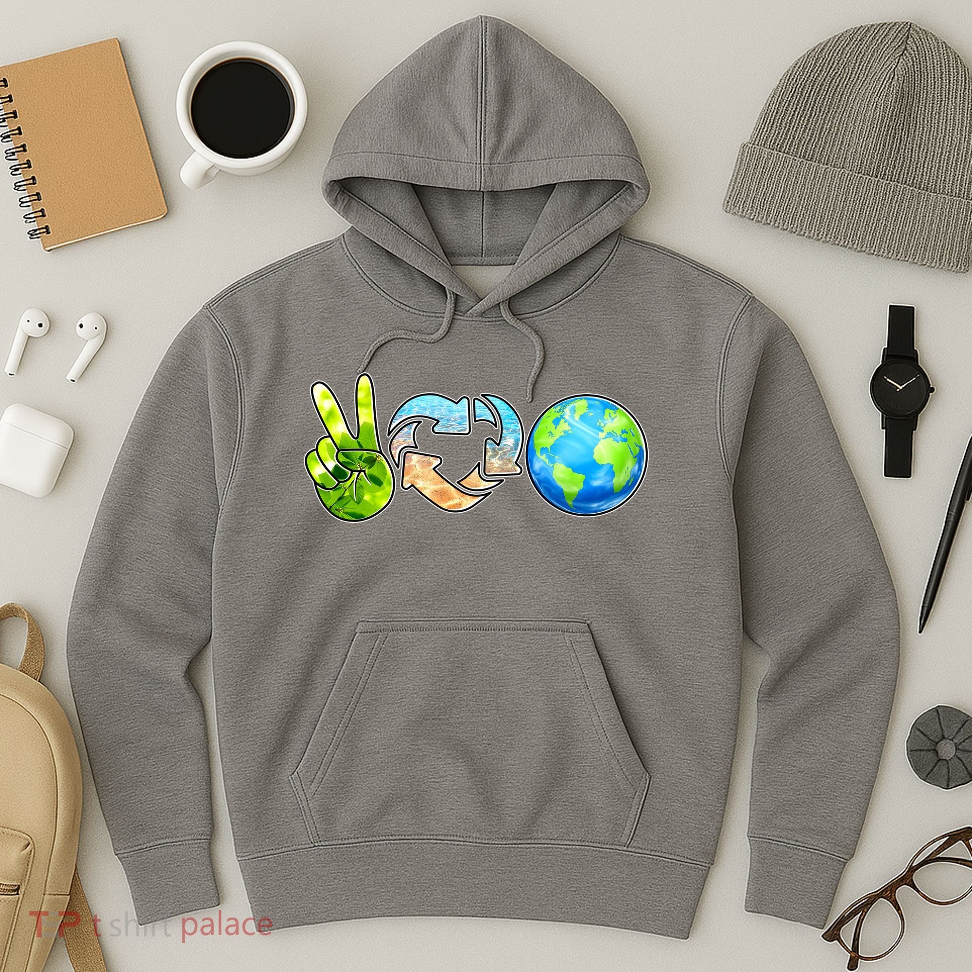 Peace Love Recycle Earth Celebrate Earth Day Everyday Hoodie