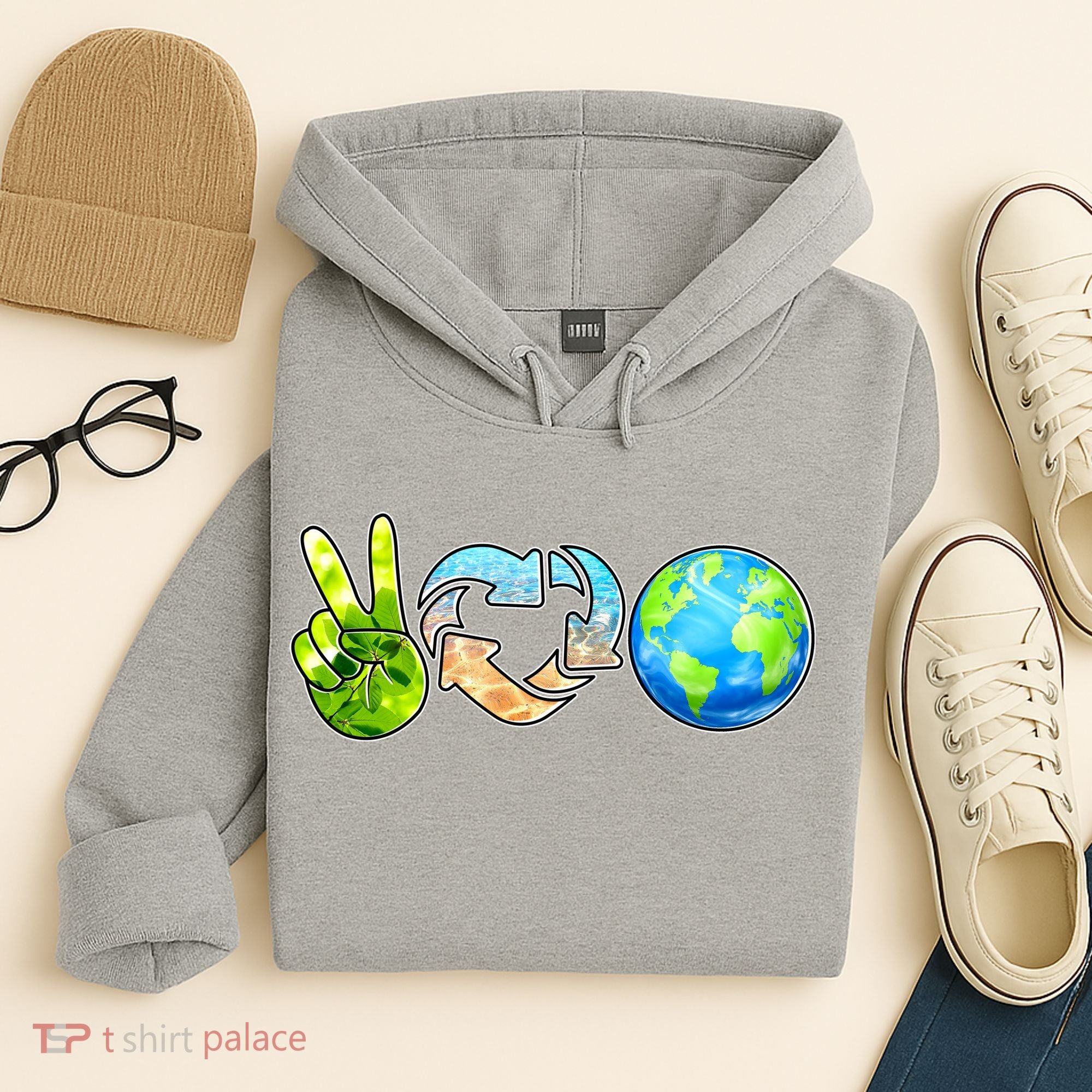 Peace Love Recycle Earth Celebrate Earth Day Everyday Hoodie