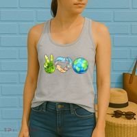 Peace Love Recycle Earth Celebrate Earth Day Everyday Women's Tank Top thumb 2