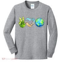 Peace Love Recycle Earth Celebrate Earth Day Everyday Kids Long Sleeve Shirt thumb 0