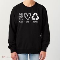 Peace Love Recycle Earth Day Women's Sweatshirt thumb 0