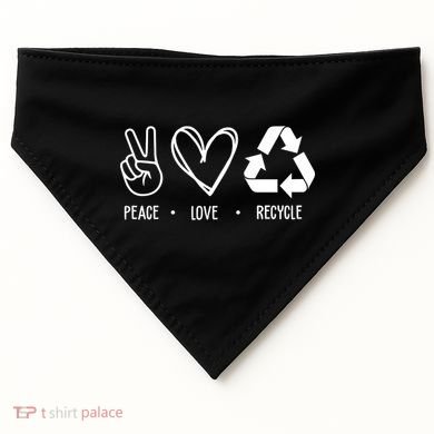 Peace Love Recycle Earth Day USA-Made Doggie Bandana