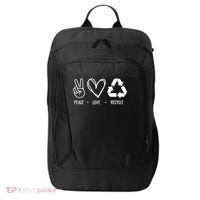 Peace Love Recycle Earth Day City Backpack thumb 0