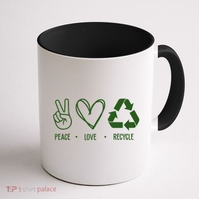 Peace Love Recycle Earth Day Coffee Mug back