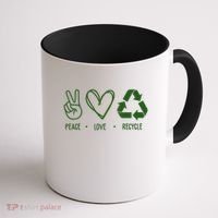 Peace Love Recycle Earth Day Coffee Mug thumb 1