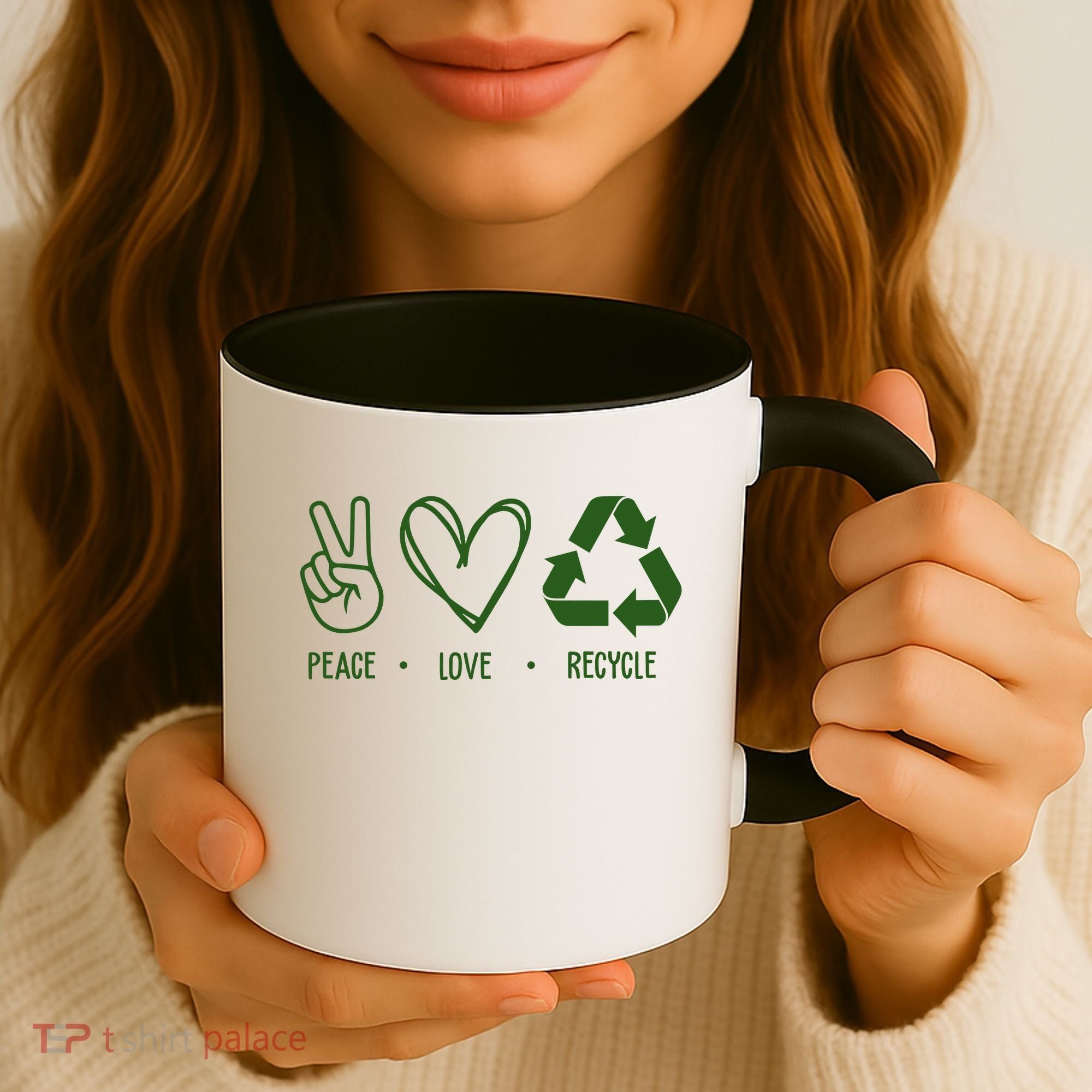 Peace Love Recycle Earth Day Coffee Mug