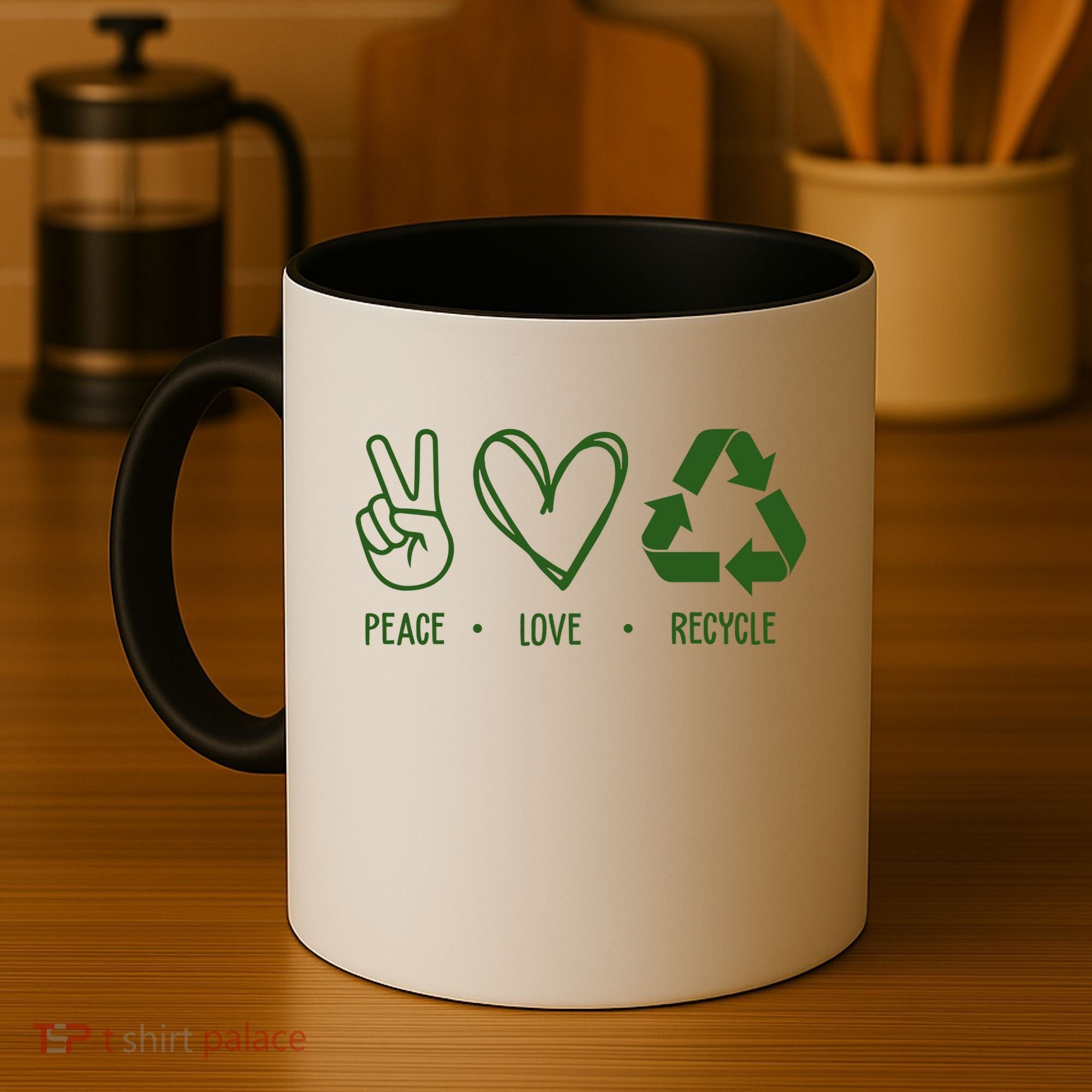 Peace Love Recycle Earth Day Coffee Mug