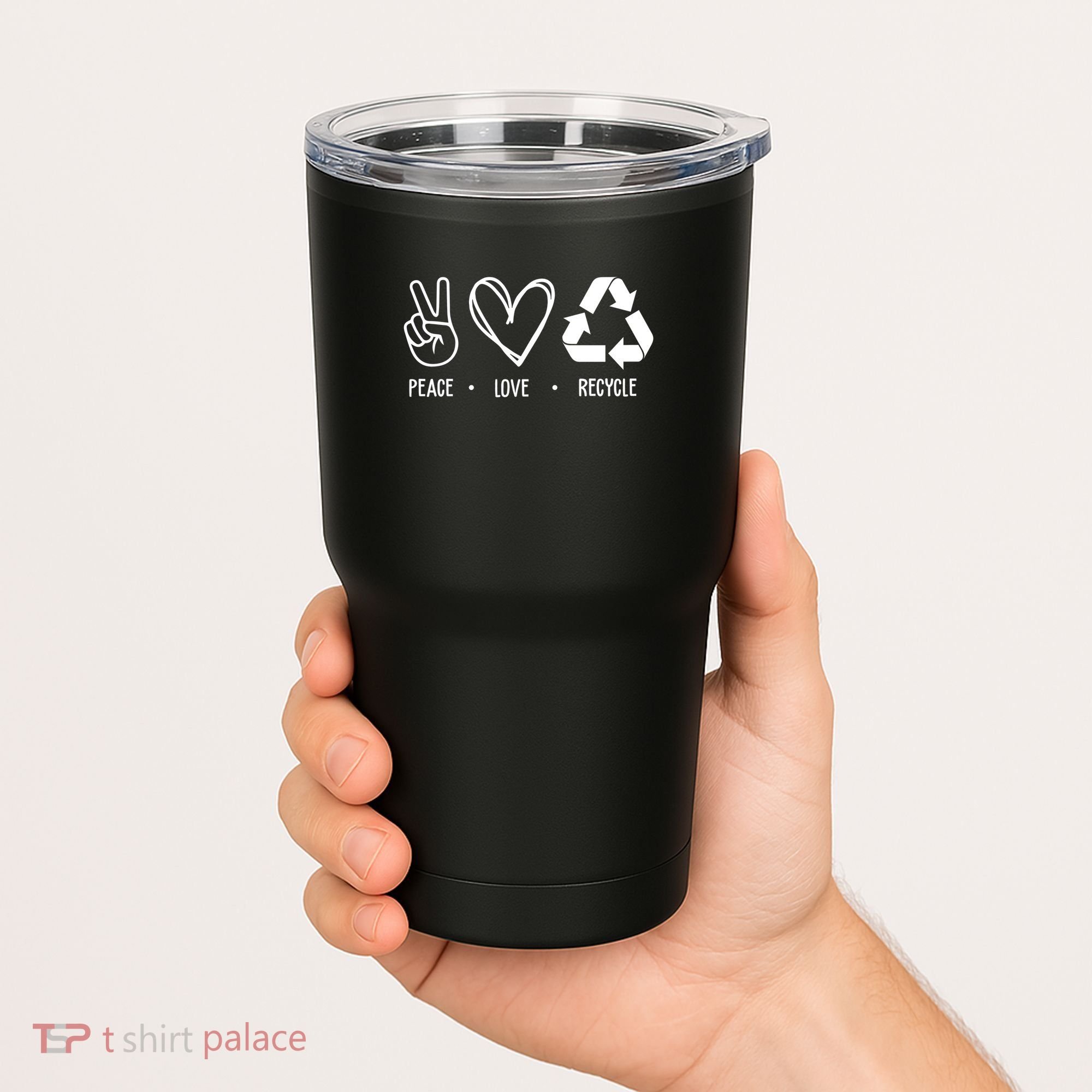Peace Love Recycle Earth Day Tumbler