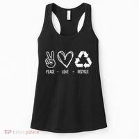 Peace Love Recycle Earth Day Women's Tank Top thumb 0