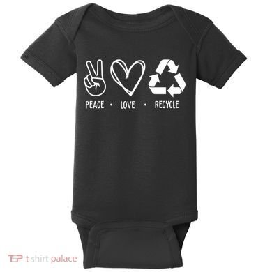 Peace Love Recycle Earth Day Baby Bodysuit