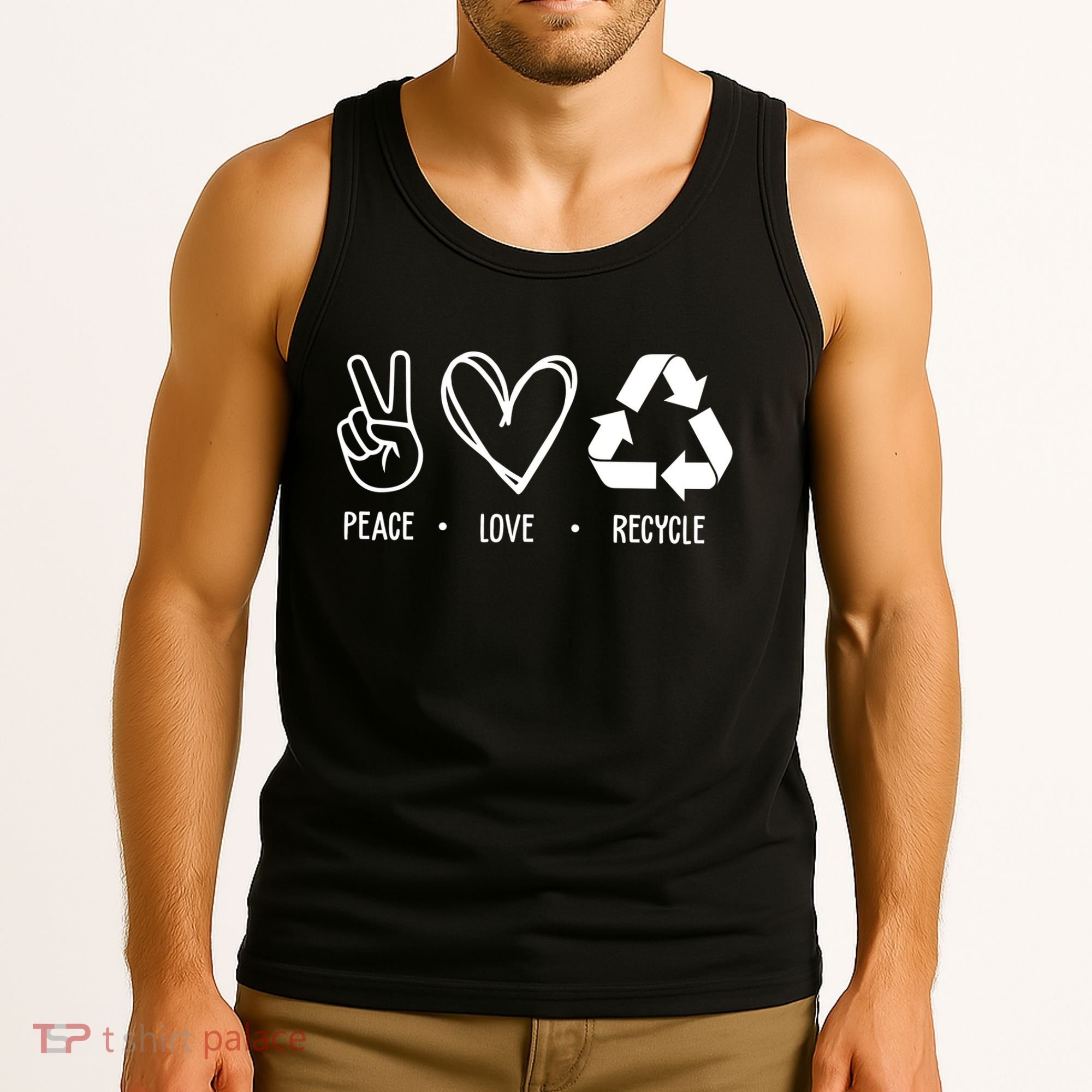 Peace Love Recycle Earth Day Tank Top