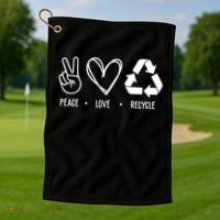 Peace Love Recycle Earth Day Golf Towel thumb 1