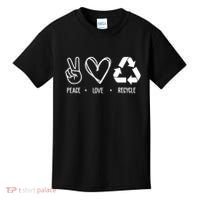 Peace Love Recycle Earth Day Kids T-Shirt thumb 0