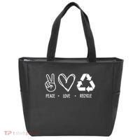 Peace Love Recycle Earth Day Tote Bag thumb 0
