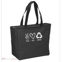 Peace Love Recycle Earth Day Tote Bag thumb 2