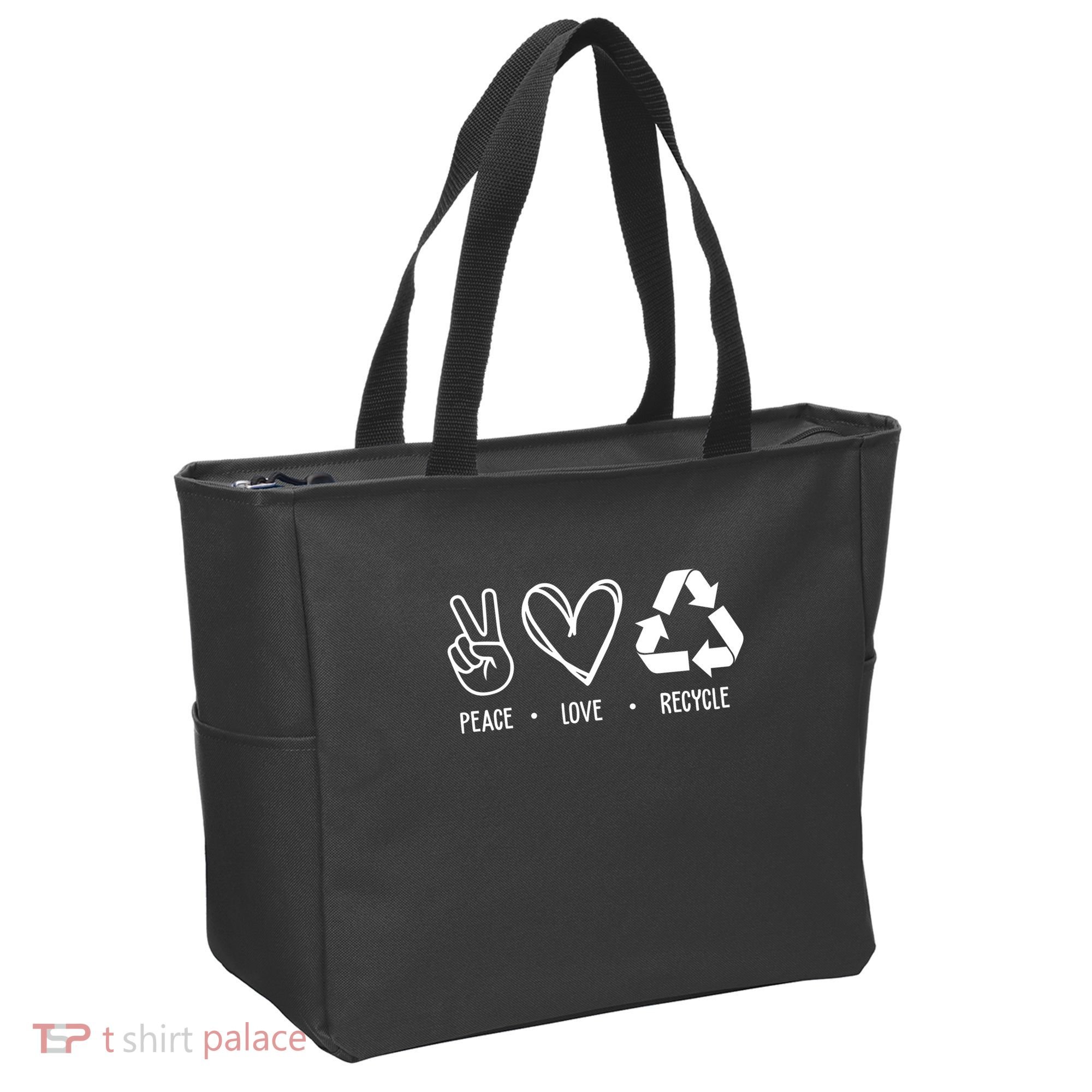 Peace Love Recycle Earth Day Tote Bag