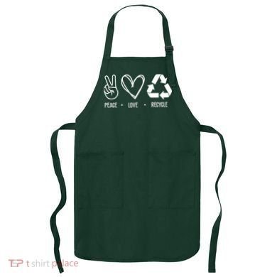 Peace Love Recycle Earth Day Apron