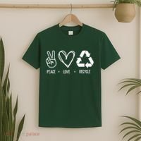 Peace Love Recycle Earth Day T-Shirt thumb 2