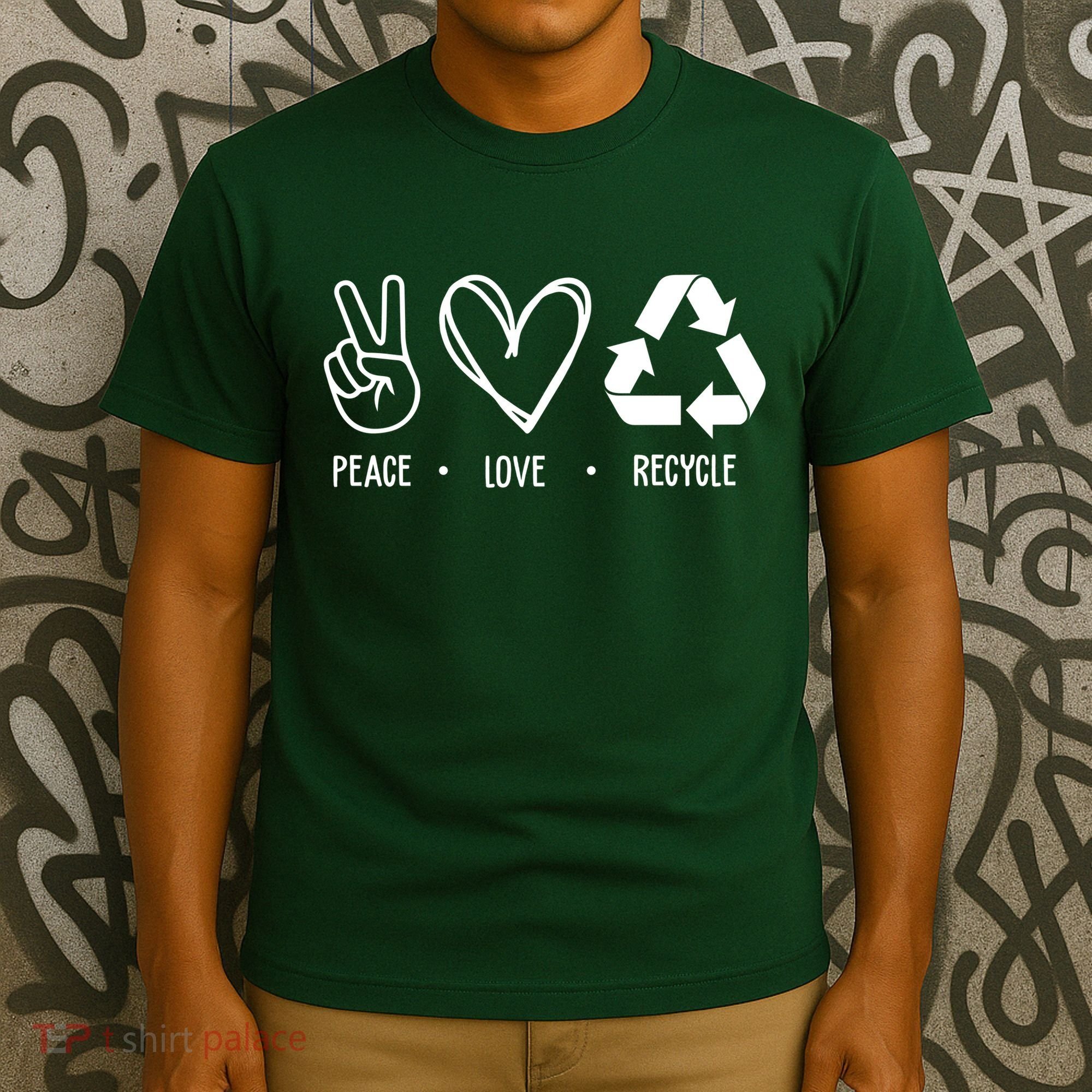 Peace Love Recycle Earth Day T-Shirt