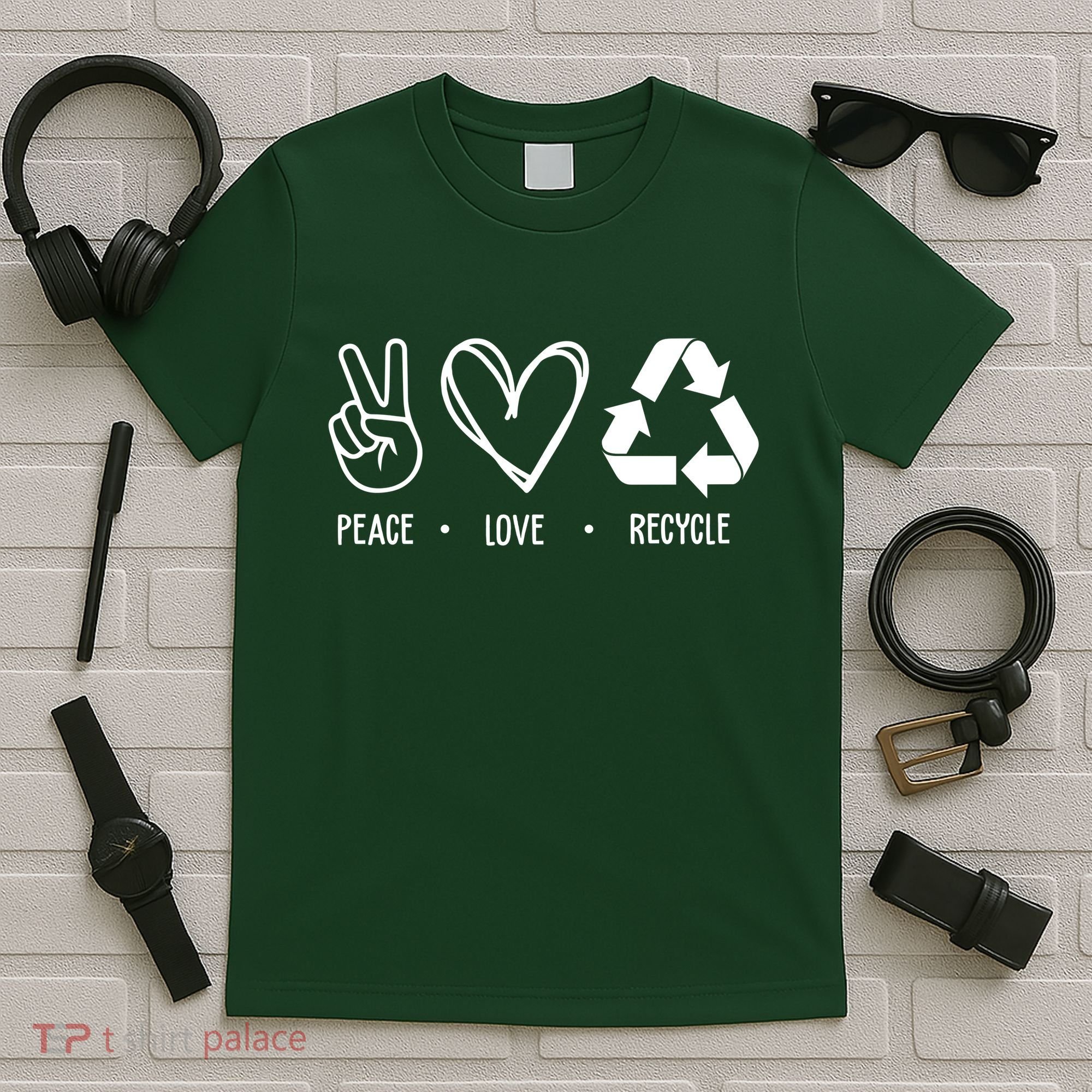 Peace Love Recycle Earth Day T-Shirt