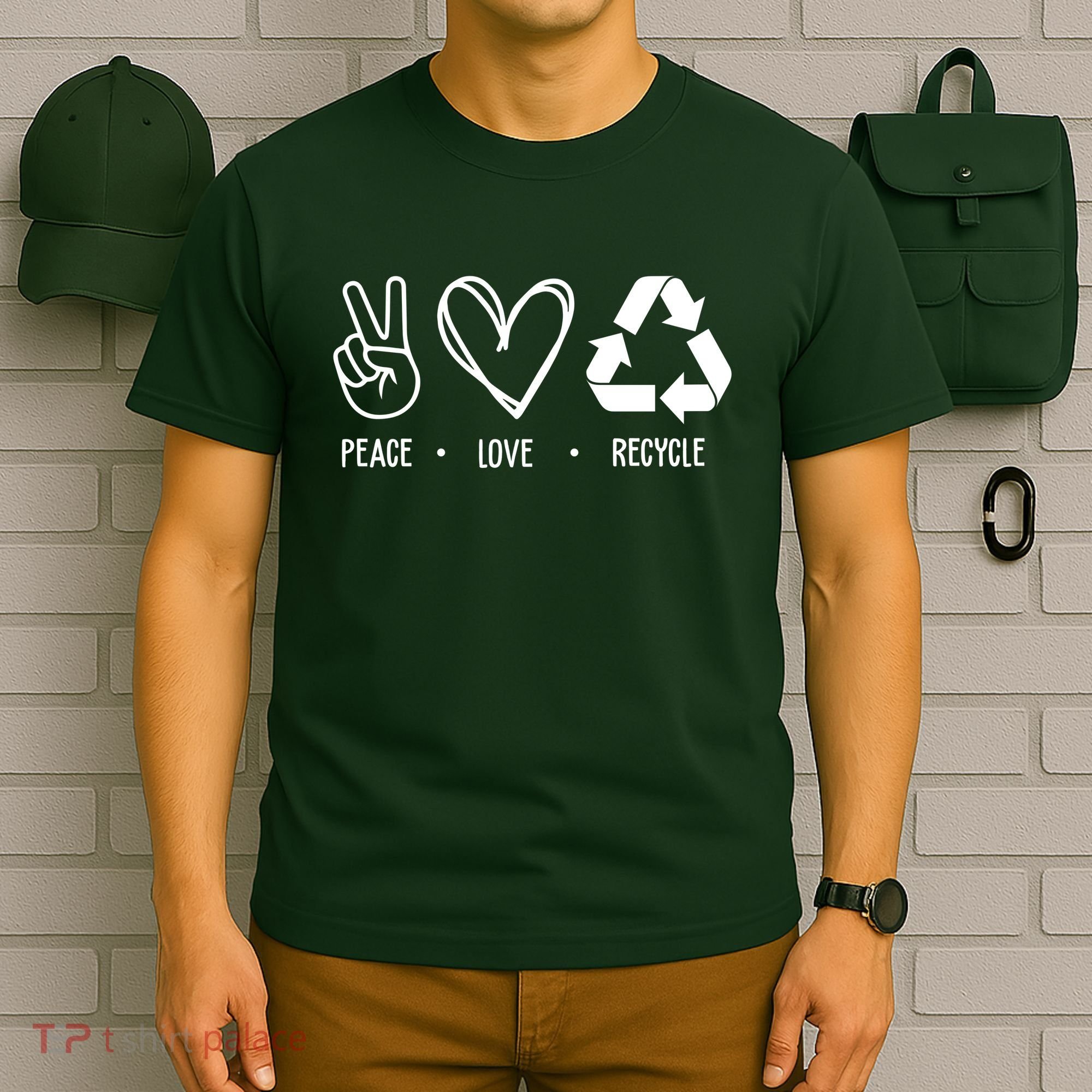 Peace Love Recycle Earth Day T-Shirt