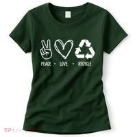 Peace Love Recycle Earth Day Women's T-Shirt thumb 0