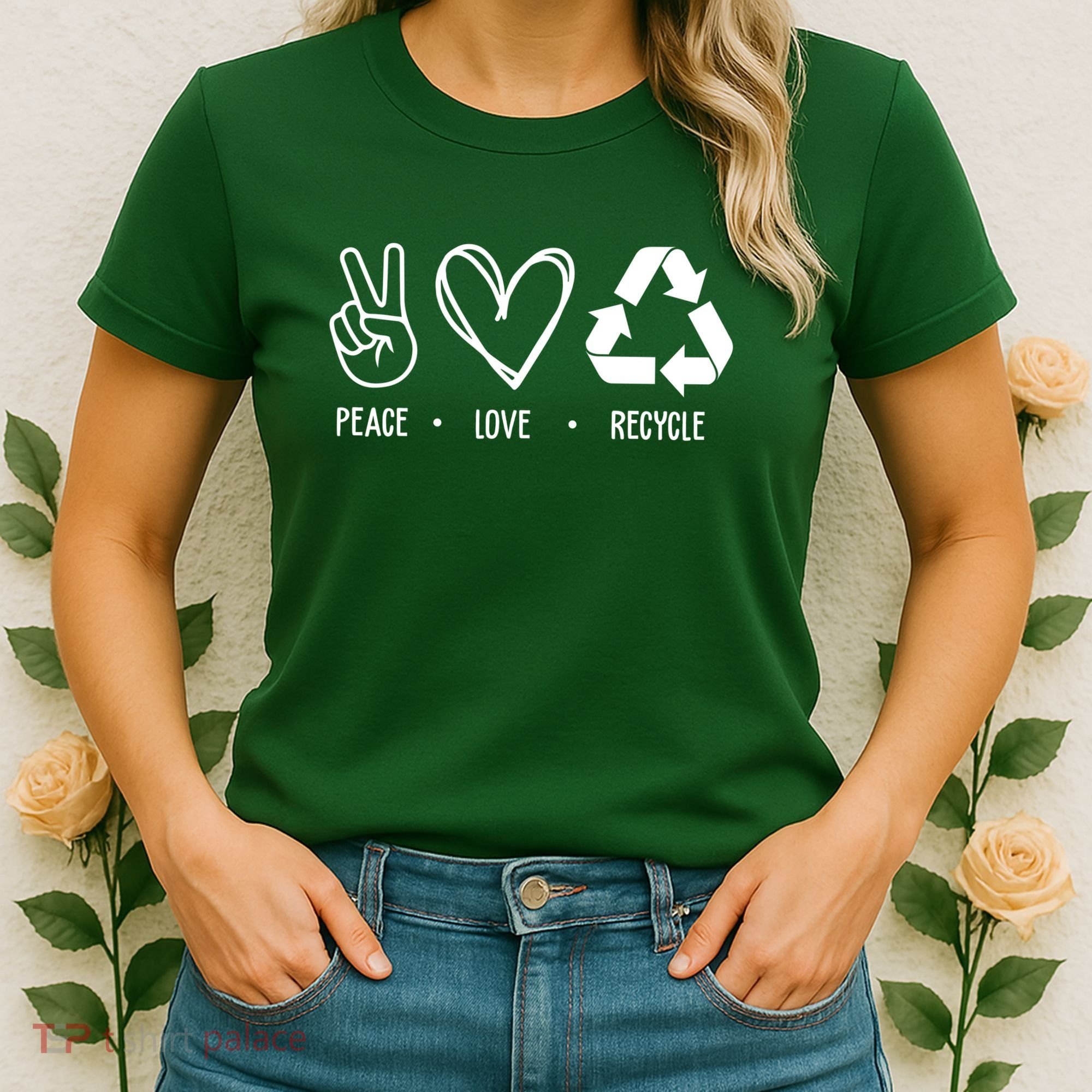 Peace Love Recycle Earth Day Women's T-Shirt