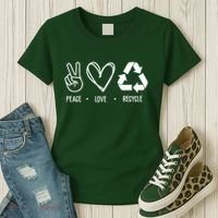 Peace Love Recycle Earth Day Women's T-Shirt thumb 3