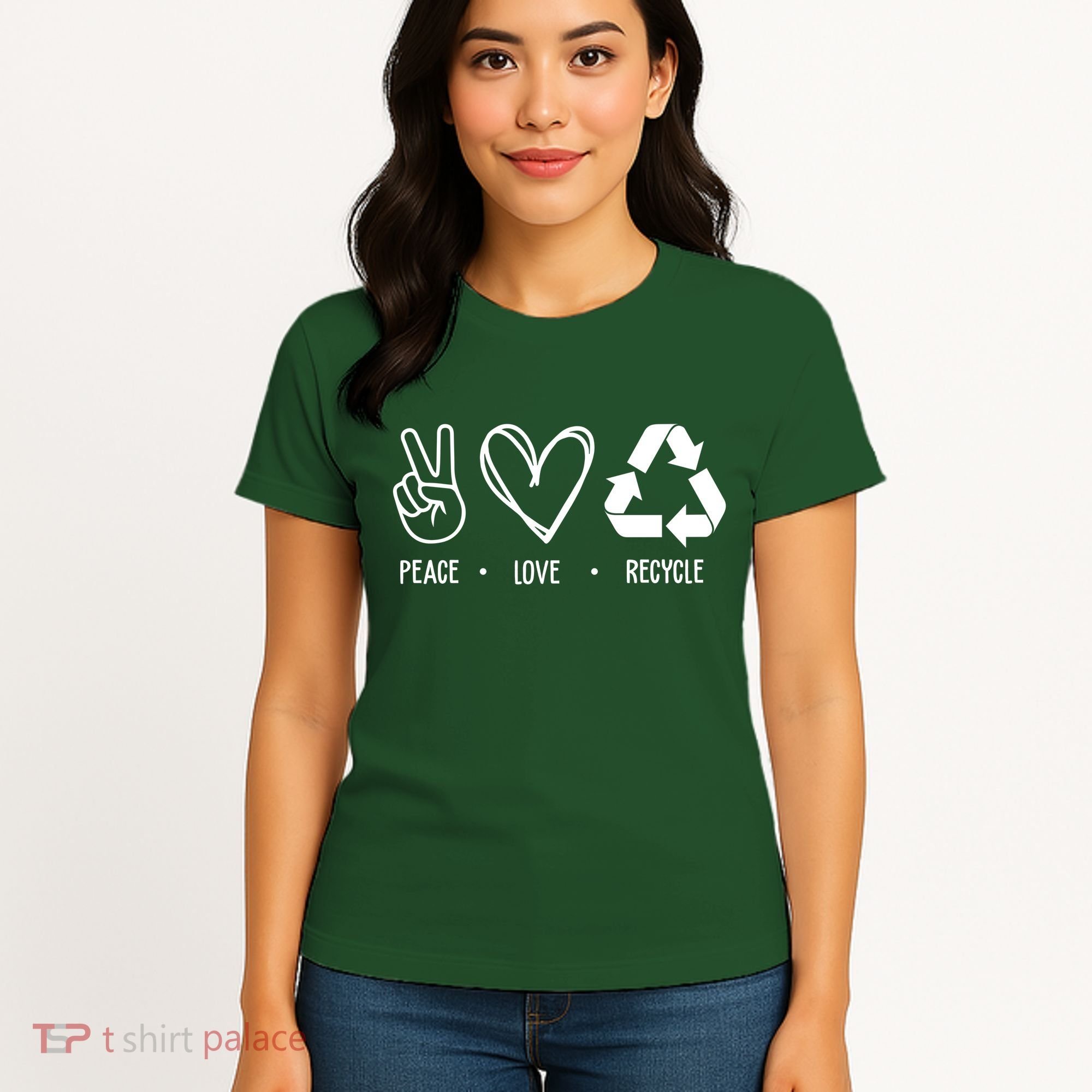 Peace Love Recycle Earth Day Women's T-Shirt