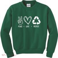 Peace Love Recycle Earth Day Kids Sweatshirt thumb 0