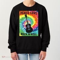 Peace Love Rock N Roll Tie Dye Hippie Guitar Music Retro Women's Sweatshirt thumb 0
