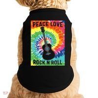 Peace Love Rock N Roll Tie Dye Hippie Guitar Music Retro Doggie Tank thumb 0
