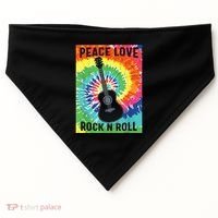 Peace Love Rock N Roll Tie Dye Hippie Guitar Music Retro USA-Made Doggie Bandana thumb 0