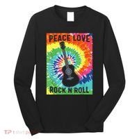 Peace Love Rock N Roll Tie Dye Hippie Guitar Music Retro Long Sleeve Shirt thumb 0
