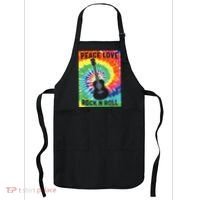 Peace Love Rock N Roll Tie Dye Hippie Guitar Music Retro Apron thumb 0