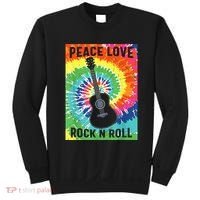 Peace Love Rock N Roll Tie Dye Hippie Guitar Music Retro Sweatshirt thumb 0