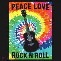 Peace Love Rock N Roll Tie Dye Hippie Guitar Music Retro T-Shirt thumb 7