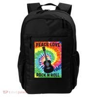 Peace Love Rock N Roll Tie Dye Hippie Guitar Music Retro Backpack thumb 0