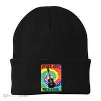 Peace Love Rock N Roll Tie Dye Hippie Guitar Music Retro Beanie thumb 0