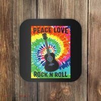 Peace Love Rock N Roll Tie Dye Hippie Guitar Music Retro Coaster thumb 0