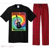 Peace Love Rock N Roll Tie Dye Hippie Guitar Music Retro Pajama Set thumb 0