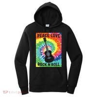 Peace Love Rock N Roll Tie Dye Hippie Guitar Music Retro Women's Hoodie thumb 0