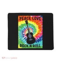 Peace Love Rock N Roll Tie Dye Hippie Guitar Music Retro Mousepad thumb 0