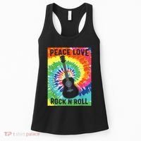 Peace Love Rock N Roll Tie Dye Hippie Guitar Music Retro Women's Tank Top thumb 0
