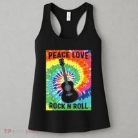 Peace Love Rock N Roll Tie Dye Hippie Guitar Music Retro Women's Tank Top thumb 3