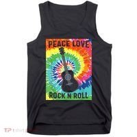 Peace Love Rock N Roll Tie Dye Hippie Guitar Music Retro Tank Top thumb 0
