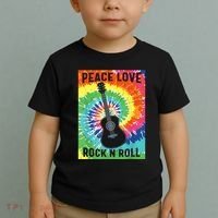 Peace Love Rock N Roll Tie Dye Hippie Guitar Music Retro Toddler T-Shirt thumb 2