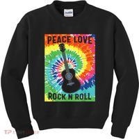 Peace Love Rock N Roll Tie Dye Hippie Guitar Music Retro Kids Sweatshirt thumb 0
